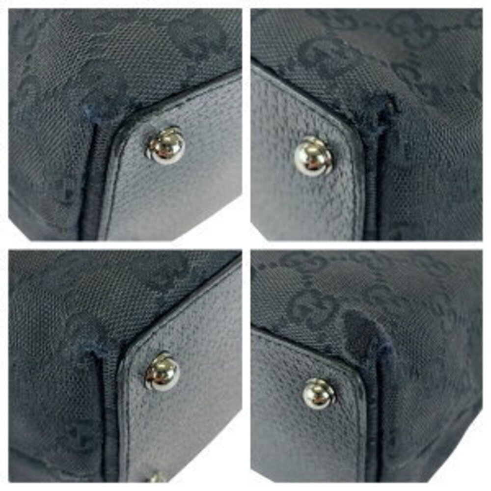 Gucci GG Canvas Bag Tote Black Shoulder Leather - Picture 3 of 10